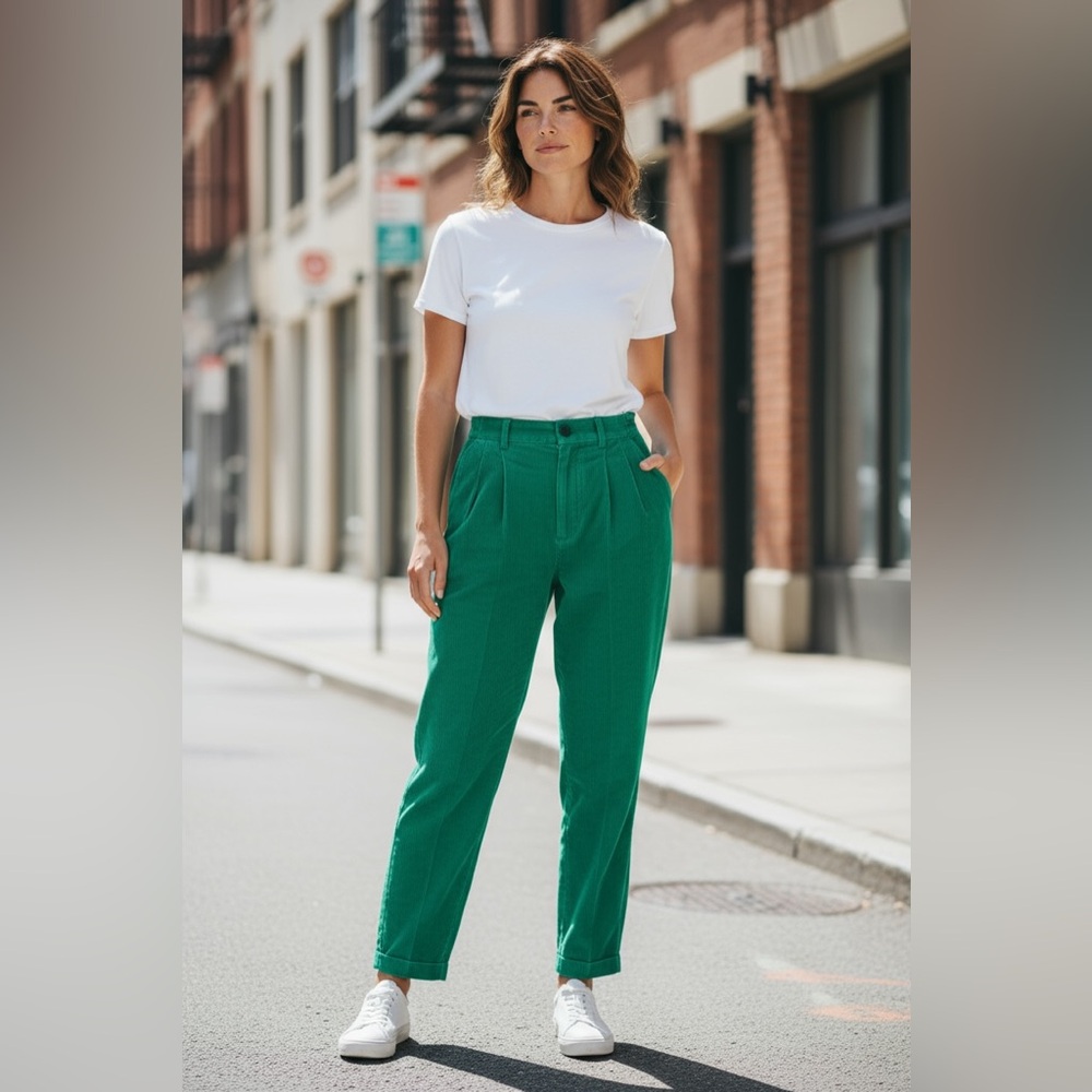 Vintage Oakbrook Green Corduroy Pants For Women